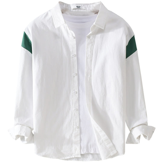 Herren Leichtes Baumwoll-Layering-Hemd mit Kontrastschulterpaneel und innenliegendem T-Shirt Nord Taschen
