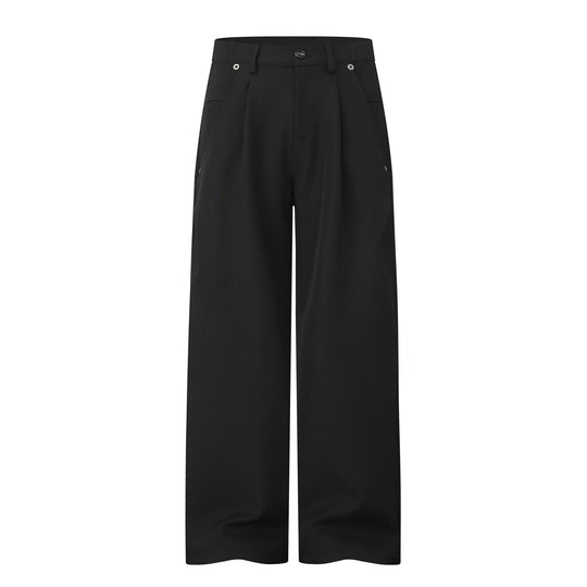 Damen Weite Bundfalten-Hose mit hohem Bund und weitem Bein Nord Taschen