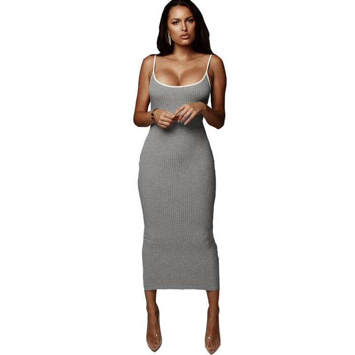 Damen Figurbetontes Maxikleid mit Spaghettiträgern und feinem Stretch