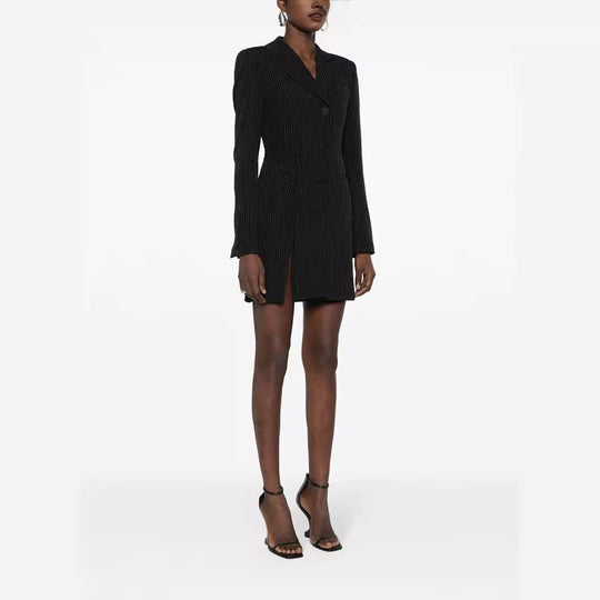 Damen Tailliertes Nadelstreifen-Blazerkleid mit Einreiher, Gehschlitz und schmaler Silhouette Nord Taschen