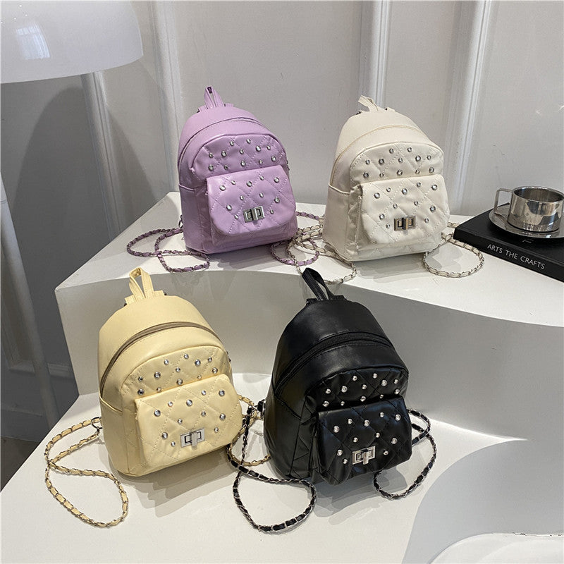 Damen Mini-Rucksackhandtasche mit eleganter Steppung und funkelnden Akzenten Nord Taschen