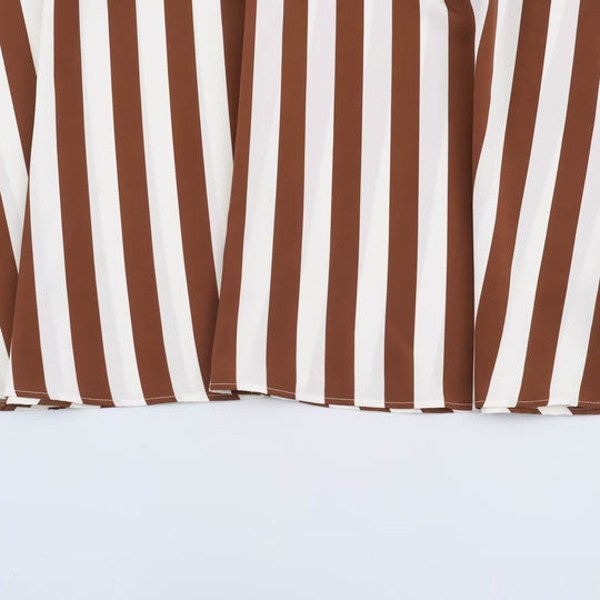 Damen Gestreiftes Midikleid mit Stehkragen, tailliertem Gürtel und ausgestelltem A-Linien-Rock Nord Taschen