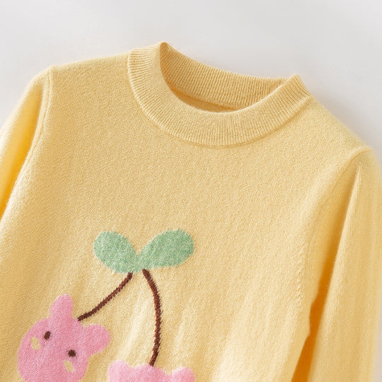Damen Feinstrick-Pullover mit verspieltem Kirschen-Motiv und Rundhalsausschnitt Nord Taschen