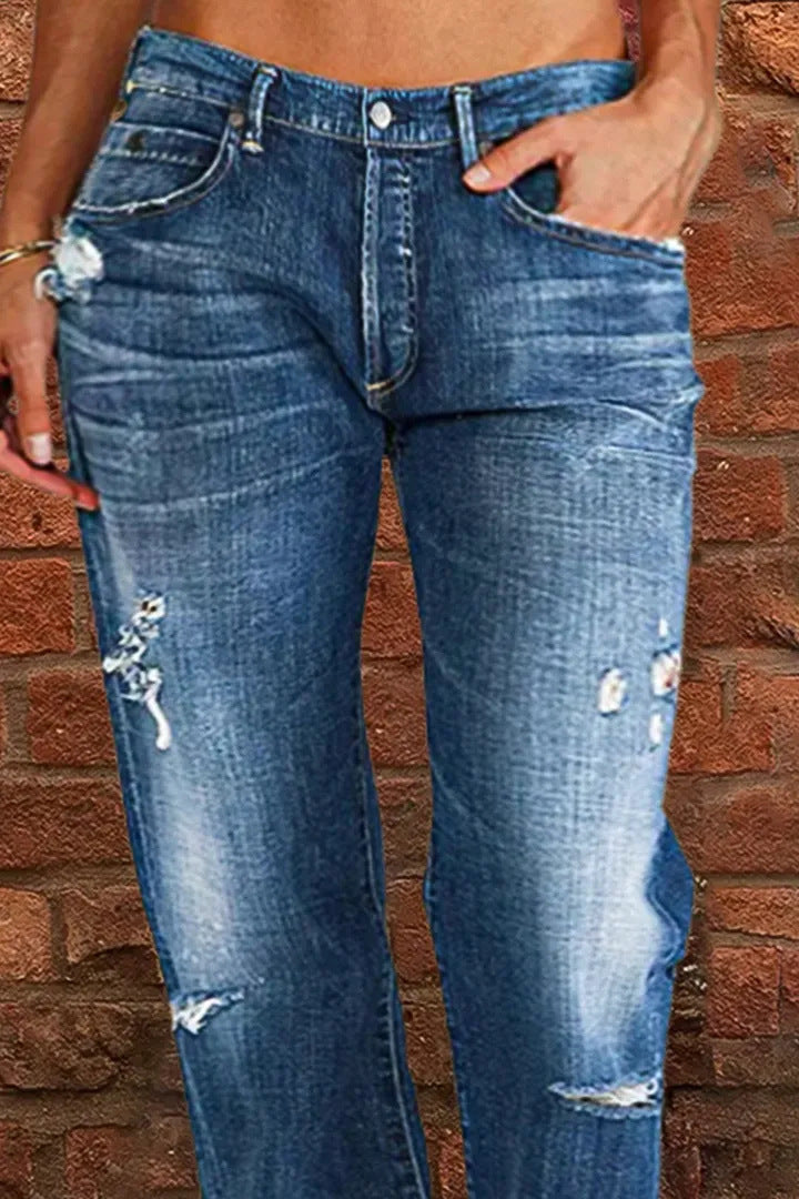 Damen lockere Jeans im Used-Look