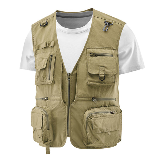 Herren Multifunktionale Cargo-Utility-Weste mit zahlreichen Reißverschlussfächern und D-Ringen Nord Taschen