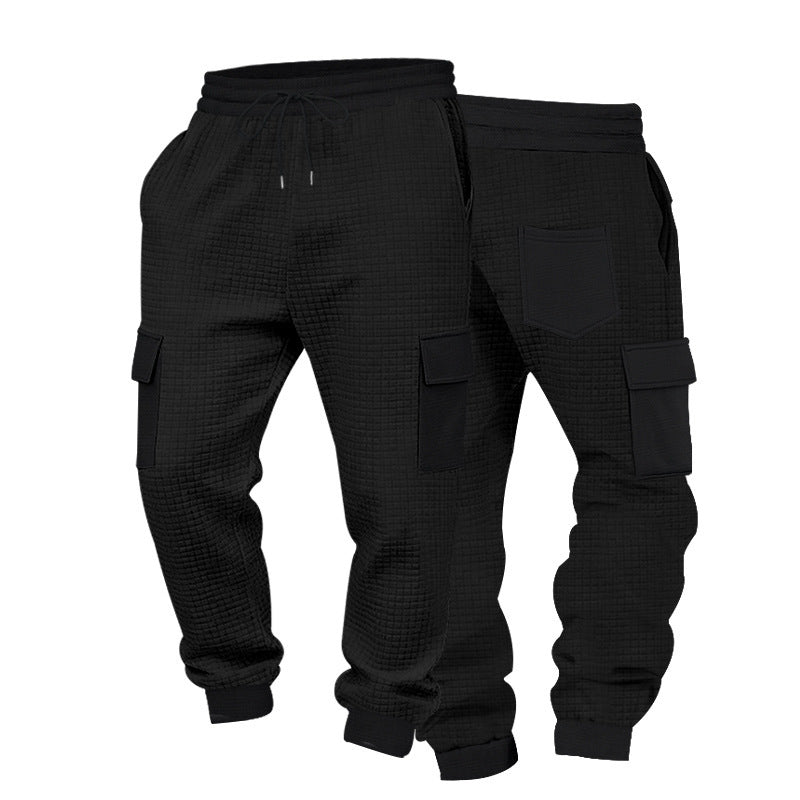 Herren Texturierte Waffel-Cargo-Jogginghose mit elastischem Bund und Multifunktions-Taschendesign Nord Taschen