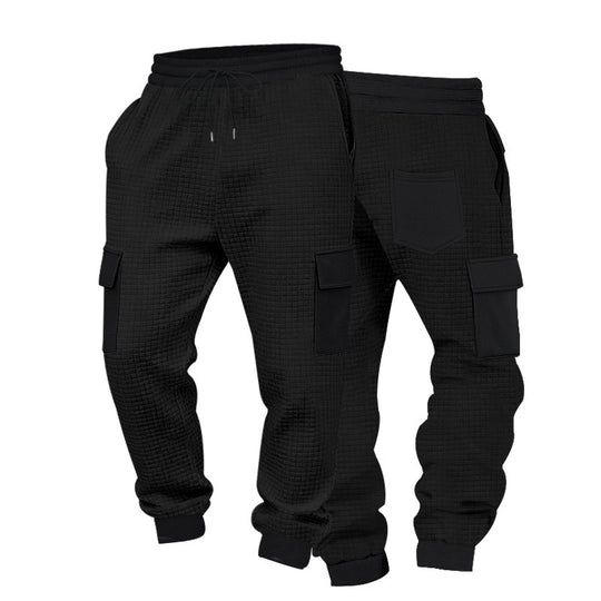 Herren Texturierte Waffel-Cargo-Jogginghose mit elastischem Bund und Multifunktions-Taschendesign Nord Taschen