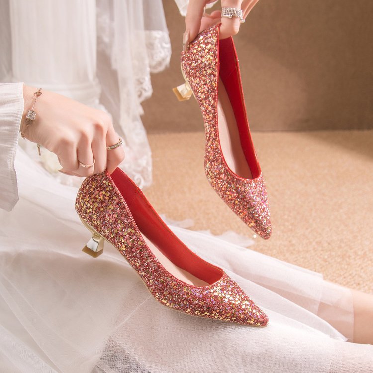 Damen elegante glitzernde Pumps mit spitz zulaufender Form - Vittorelli