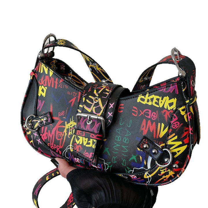 Damen modische Schultertasche mit auffälligem Graffiti-Design Nord Taschen