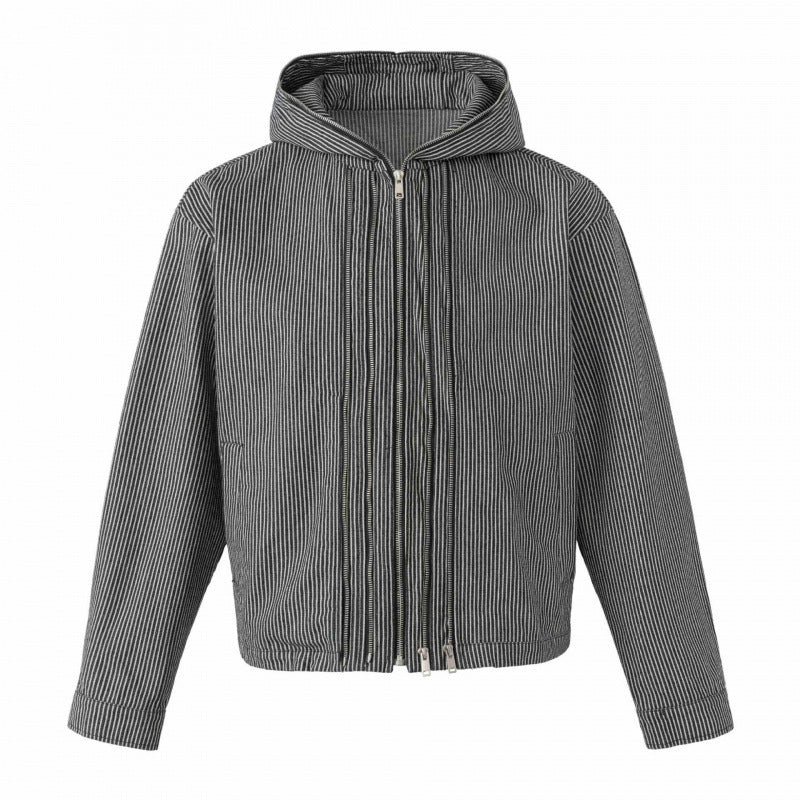 Unisex Kapuzenjacke im Boxy‑Cut mit Doppelreißverschluss und Nadelstreifen‑Optik Nord Taschen