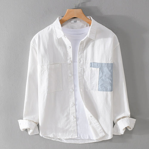 Herren Leichtes Baumwoll-Overshirt mit Kontrast-Brusttasche und Relaxed-Fit Nord Taschen