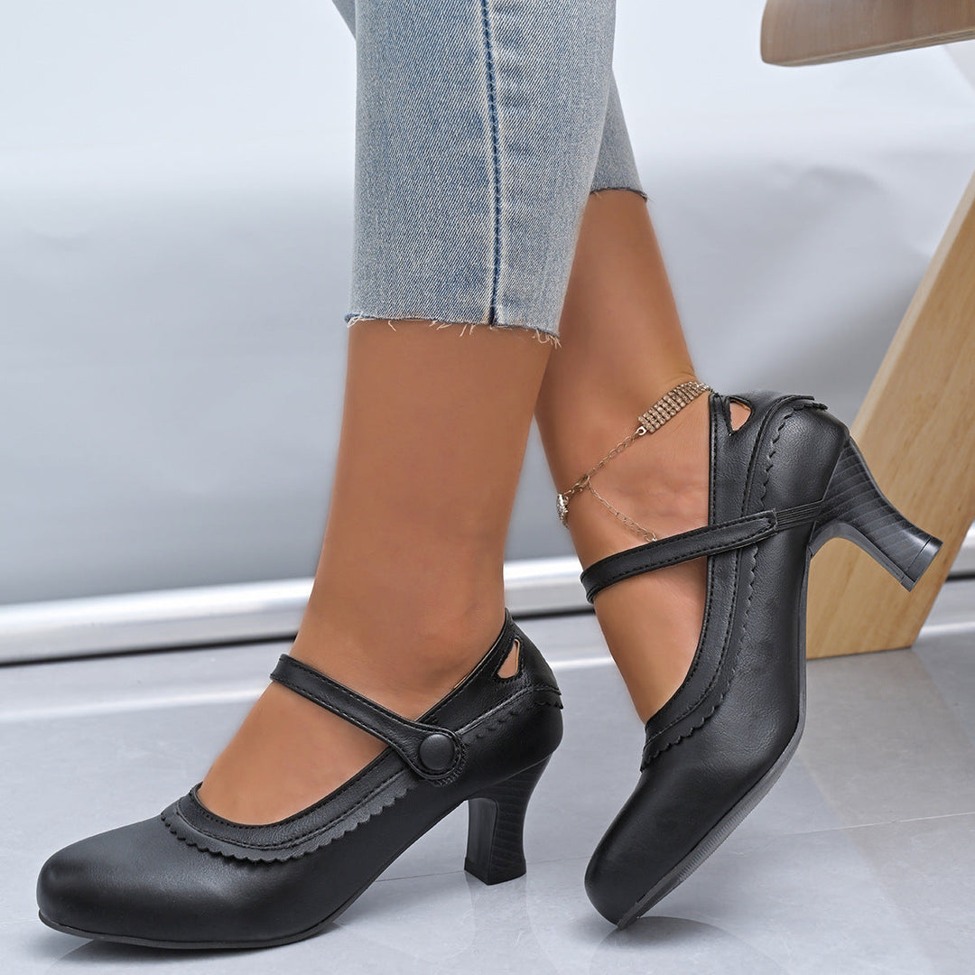 Damen elegante Mary Jane Pumps mit schicker Schnalle und komfortablem Absatz
