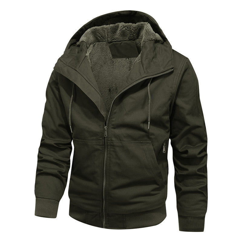Herren gefütterte Kapuzen-Canvasjacke mit Sherpa-Fleece-Innenfutter Nord Taschen