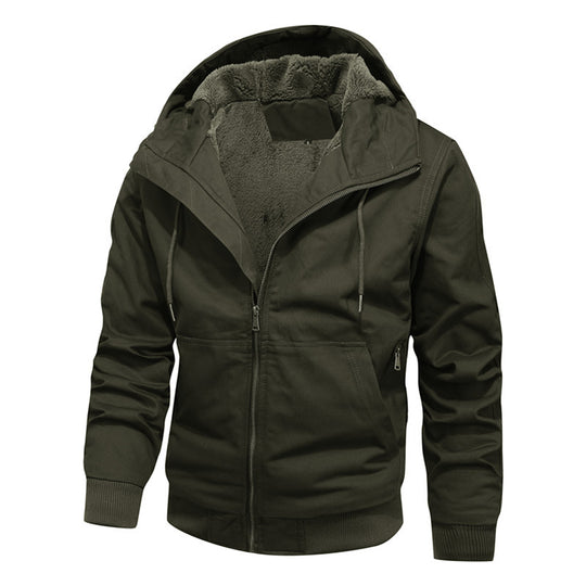Herren gefütterte Kapuzen-Canvasjacke mit Sherpa-Fleece-Innenfutter Nord Taschen