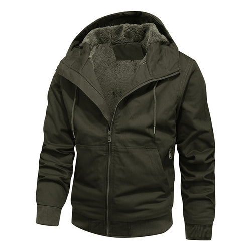 Herren gefütterte Kapuzen-Canvasjacke mit Sherpa-Fleece-Innenfutter Nord Taschen