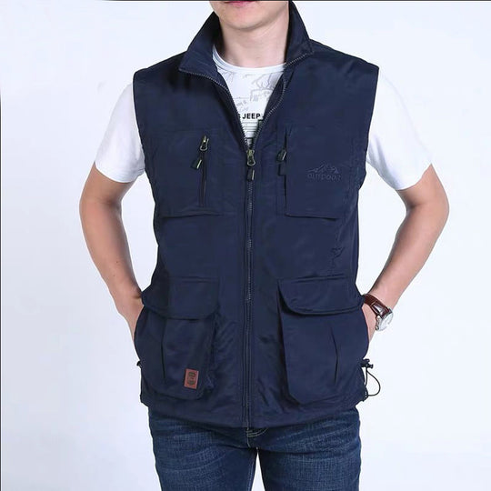 Herren Multifunktionale Outdoor‑Weste mit Mesh‑Futter, Reißverschluss‑Taschen und verstellbarem Saum Nord Taschen