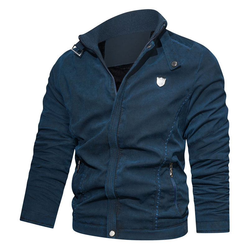 Herren leichter Canvas-Bomber mit Stehkragen, Reißverschluss und Reißverschlusstaschen Nord Taschen