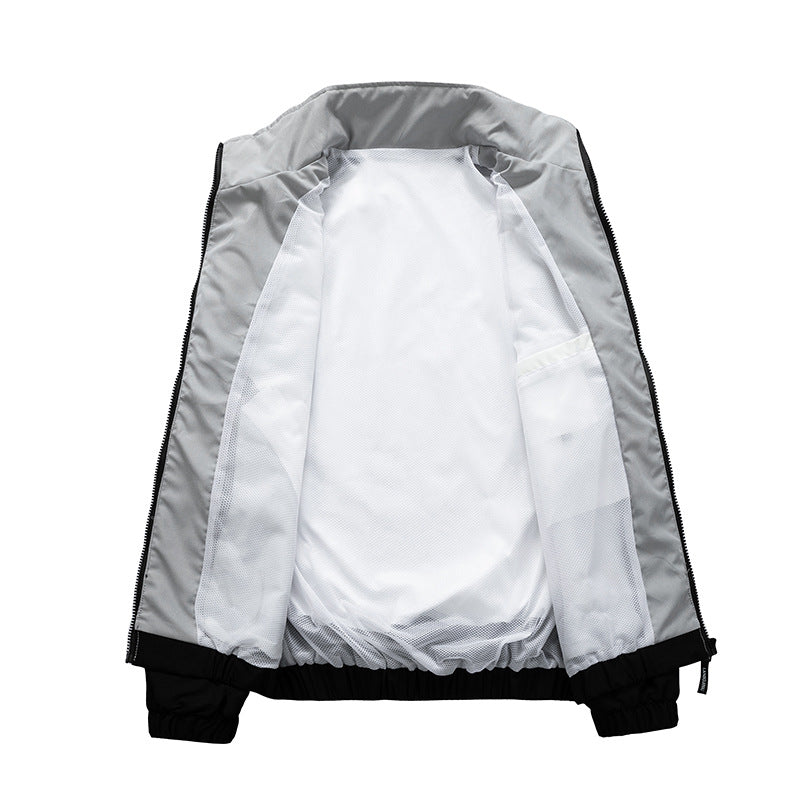 Herren Sportliche Track-Windbreakerjacke mit Stehkragen, Mesh‑Futter und Reißverschlusstaschen Nord Taschen