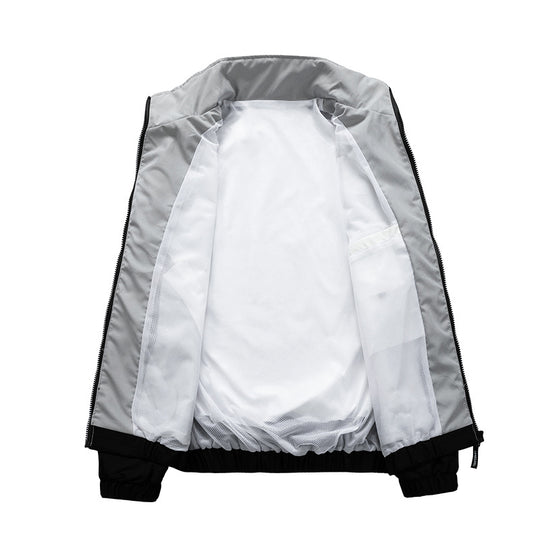 Herren Sportliche Track-Windbreakerjacke mit Stehkragen, Mesh‑Futter und Reißverschlusstaschen Nord Taschen