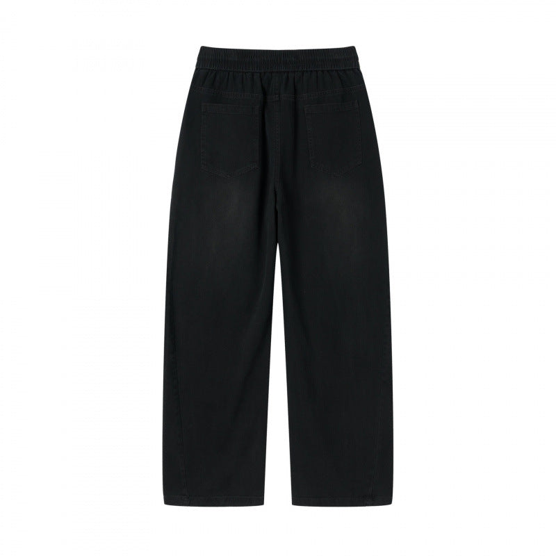 Damen weite High-Waist-Hose mit Elastikbund, Kordelzug und aufgesetzten Taschen Nord Taschen