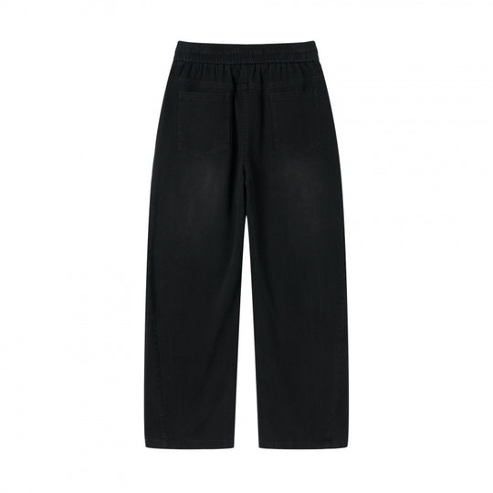 Damen weite High-Waist-Hose mit Elastikbund, Kordelzug und aufgesetzten Taschen Nord Taschen