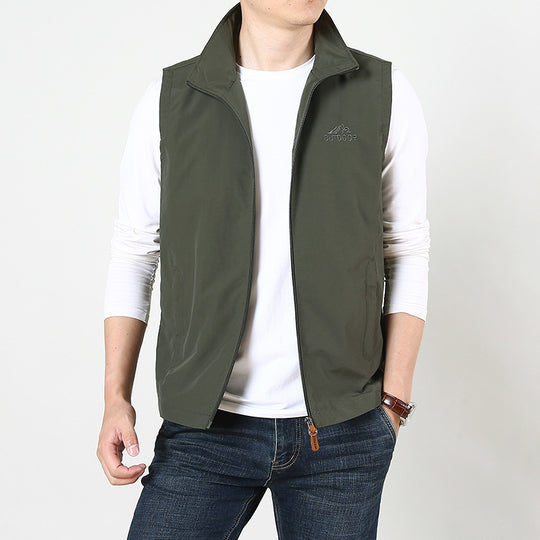 Herren Leichte windabweisende Outdoor-Weste mit Stehkragen und durchgehendem Reißverschluss Nord Taschen