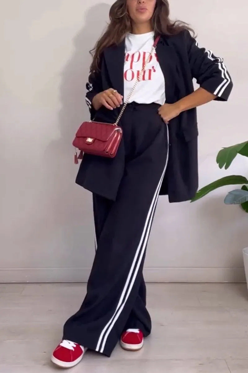 Damen elegantes Blazer-Set mit sportlichen Akzenten und weitem Schnitt Nord Taschen