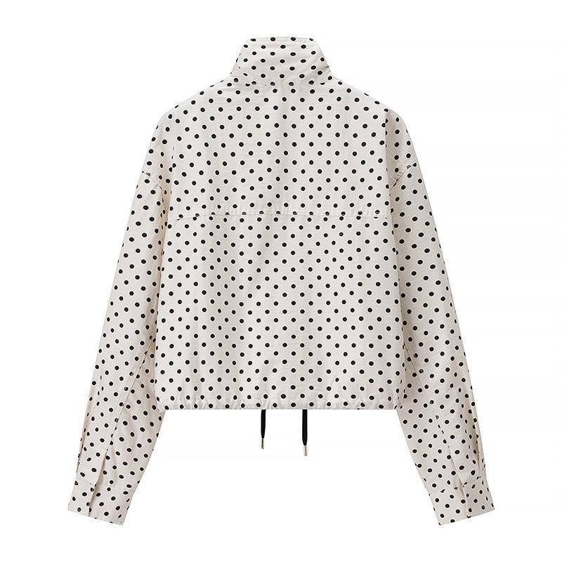 Damen Zweiteiliges Gepunktetes Blazer- und Shorts-Set mit Volumenärmeln und hoher Taille Nord Taschen