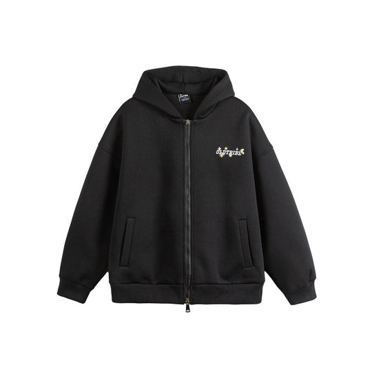 Unisex Kapuzen‑Zipjacke aus strukturierter Waffelqualität im Boxy‑Cut mit Zwei‑Wege‑Reißverschluss Nord Taschen