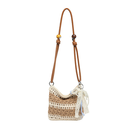 Damen Häkelhandtasche mit dekorativem Bogen Nord Taschen