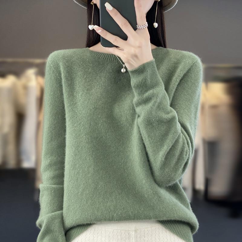 Damen Lockerer Feinstrick-Pullover mit Rundhalsausschnitt und flauschiger Angora-Optik Nord Taschen