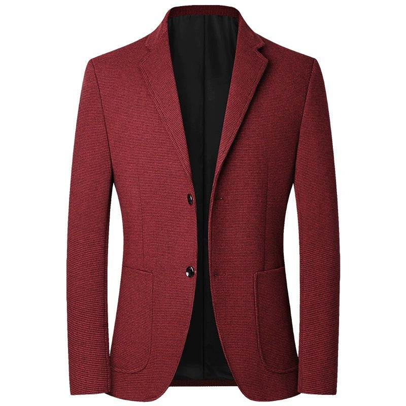 Herren Tailliertes Strickblazer aus Wollmix mit feiner Noppenstruktur und aufgesetzten Taschen Nord Taschen