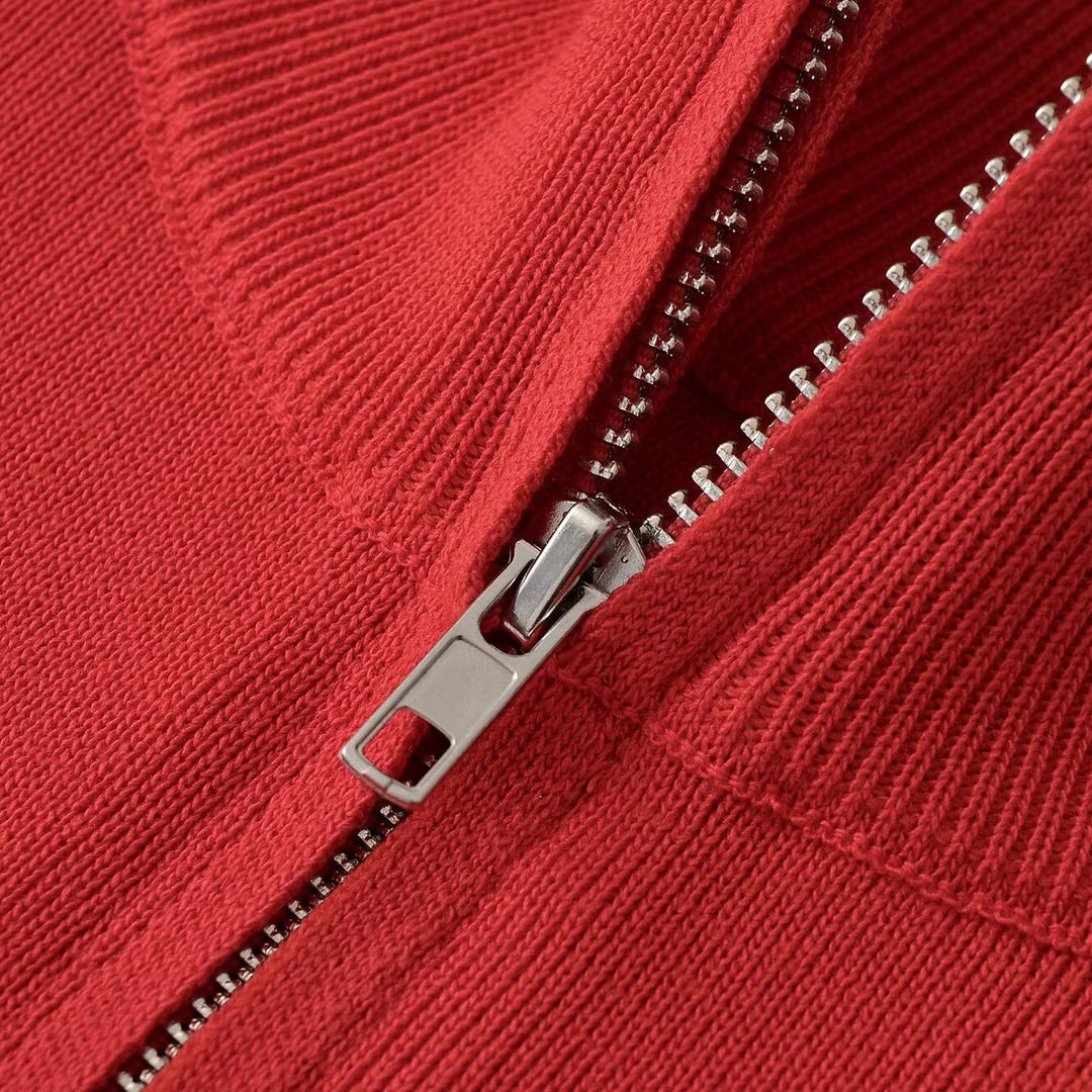 Damen Relaxter Halbzip-Feinstrickpullover mit Stehkragen und überschnittener Schulter Nord Taschen
