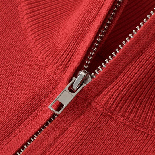 Damen Relaxter Halbzip-Feinstrickpullover mit Stehkragen und überschnittener Schulter Nord Taschen