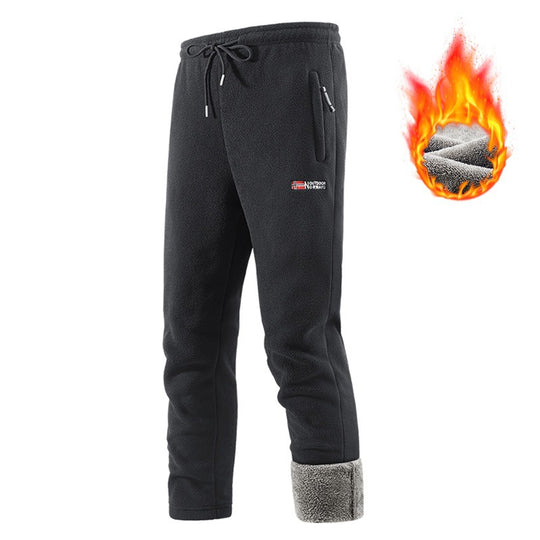Herren Thermo-Fleece-Jogginghose mit Sherpa‑Bündchen, Kordelzug & Reißverschlusstaschen Nord Taschen