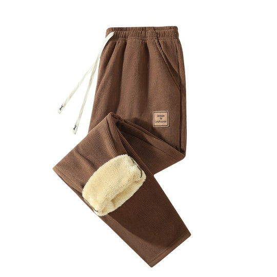 Damen Gefütterte Cord-Jogginghose mit Teddyfutter, Kordelzugbund & Seitentaschen Nord Taschen