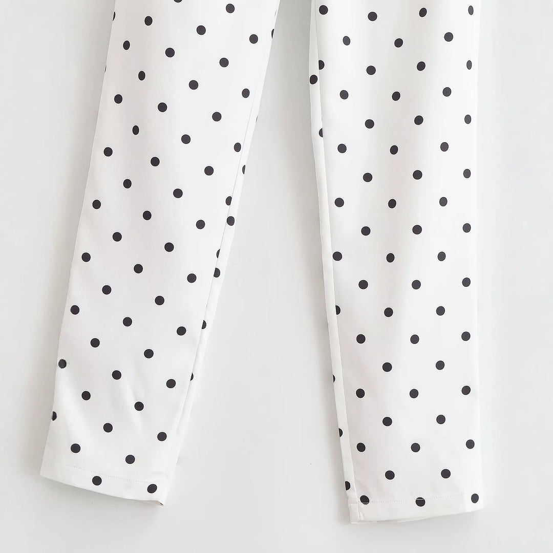 Damen Hochtaillierte konisch zulaufende Stoffhose mit Polka‑Dot‑Print und eleganter Bundverarbeitung Nord Taschen