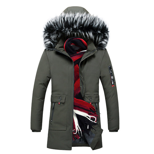 Herren Parka mit Kunstfellkapuze und thermischer Isolierung sowie Multifunktions-Taschen Nord Taschen