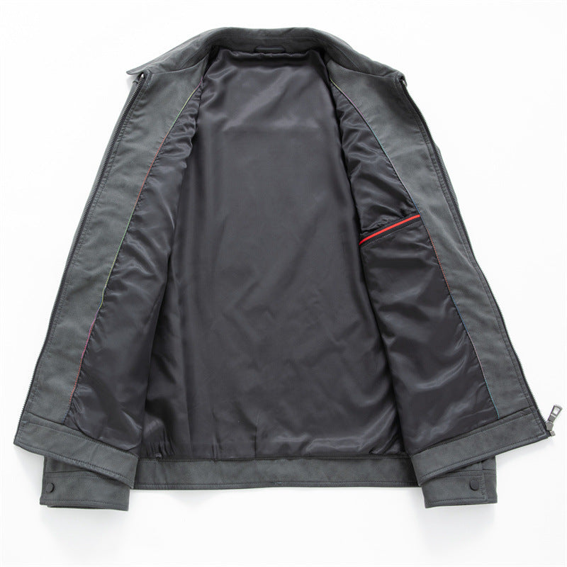 Herren Elegante Veloursleder-Übergangsjacke mit Reißverschluss und Hemdkragen Nord Taschen