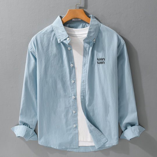 Herren Baumwoll-Overshirt-Hemdjacke mit dezenter Logo-Stickerei und entspanntem Schnitt Nord Taschen