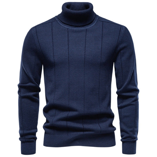 Herren Rollkragenpullover aus hochwertigem Feinstrick mit vertikaler Strukturnaht Nord Taschen