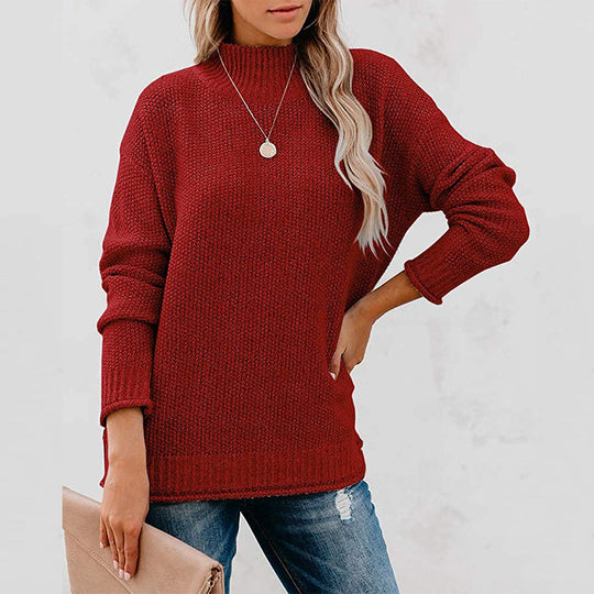 Damen Oversize Strickpullover mit hohem Rollkragen und strukturierter Maschenoptik Drune