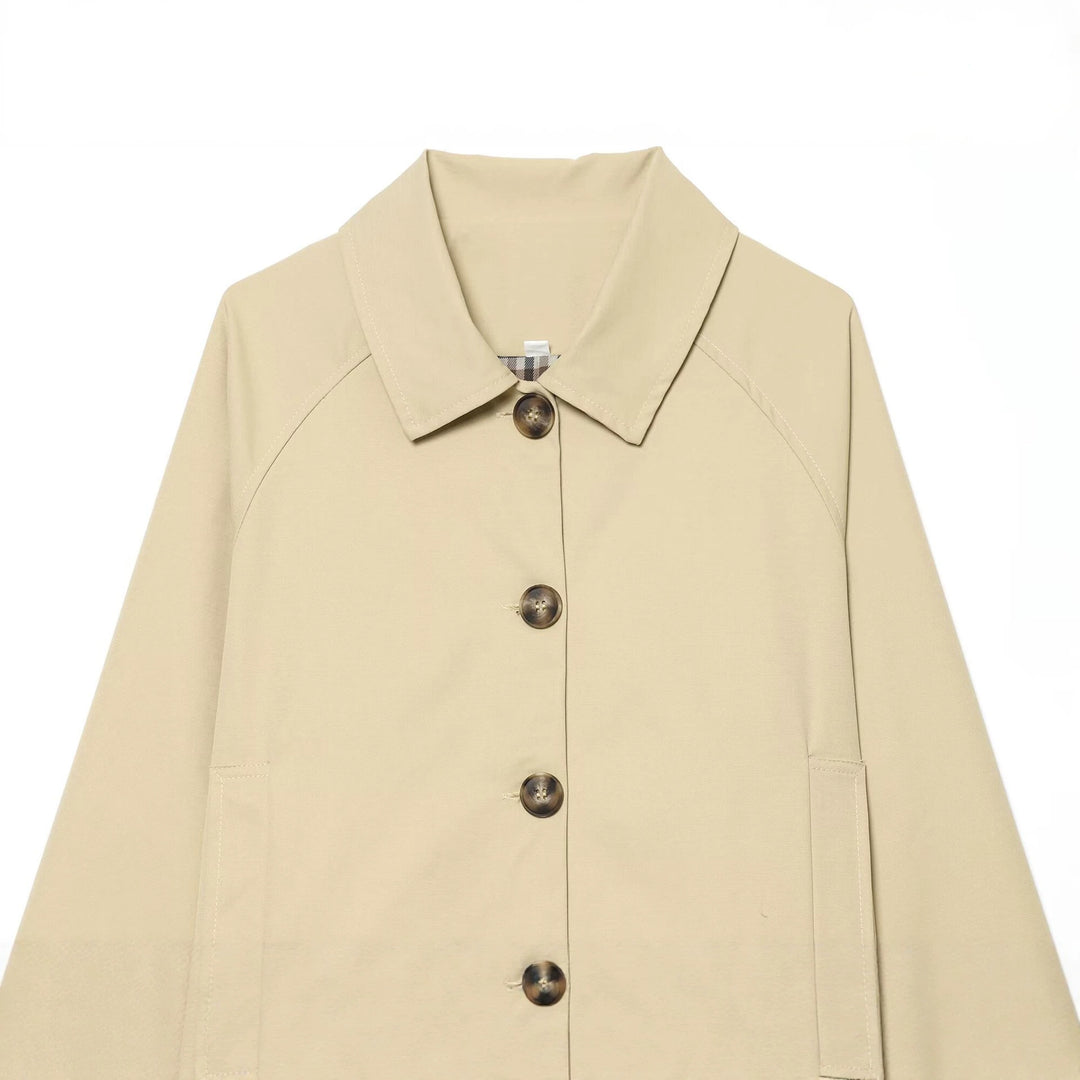 Damen Cropped Übergangsjacke mit Raglanärmeln und Hornknopfleiste Nord Taschen