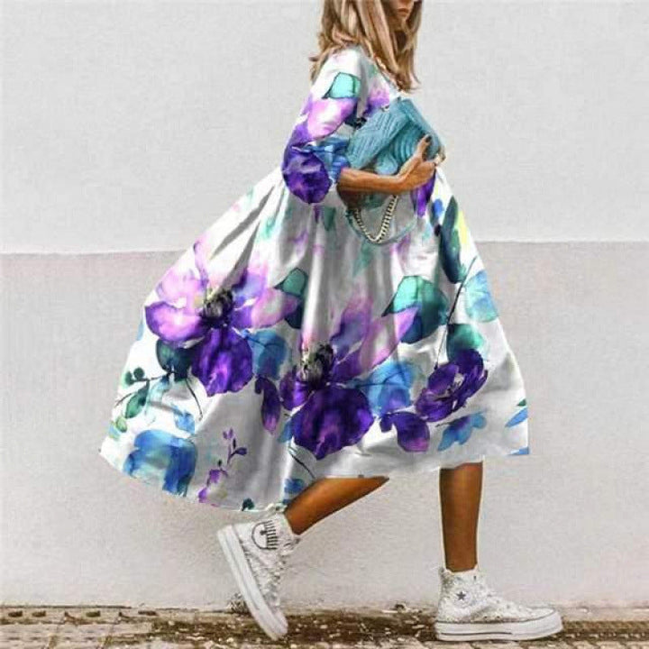 Damen Freizeitkleid mit farbenfrohem Blumendesign