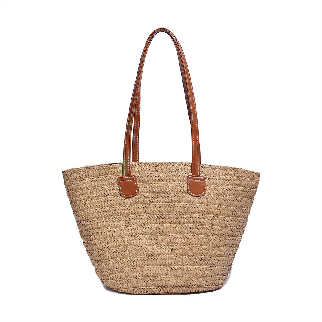 Damen Strandtasche mit geflochtenem Design und robusten Ledergriffen Nord Taschen