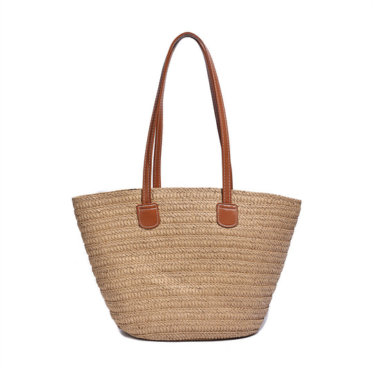Damen Strandtasche mit geflochtenem Design und robusten Ledergriffen Nord Taschen