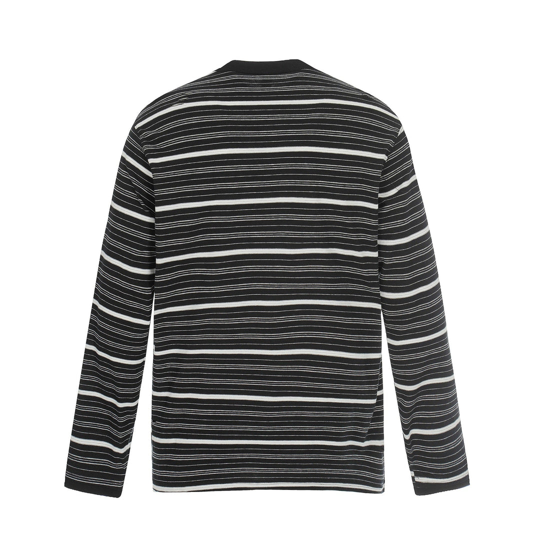 Herren Langarm-Henleyshirt mit Streifenmuster und Distressed-Details Nord Taschen