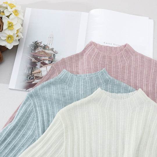 Damen Feines Geripptes Kurzarm-Feinstrickshirt mit Stehkragen Nord Taschen