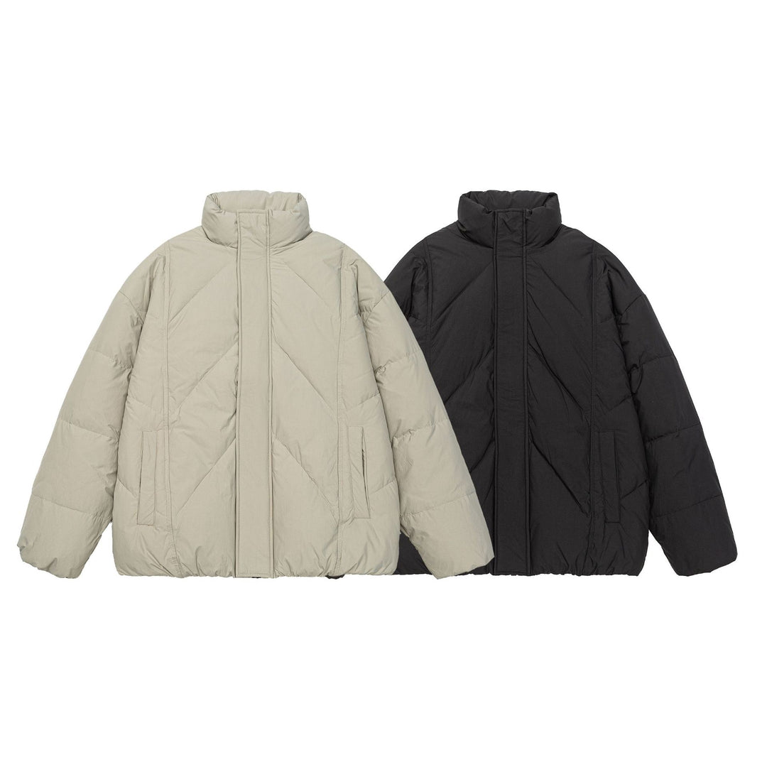 Unisex Oversized gesteppte Winterjacke mit hohem Stehkragen und verdecktem Reißverschluss Nord Taschen