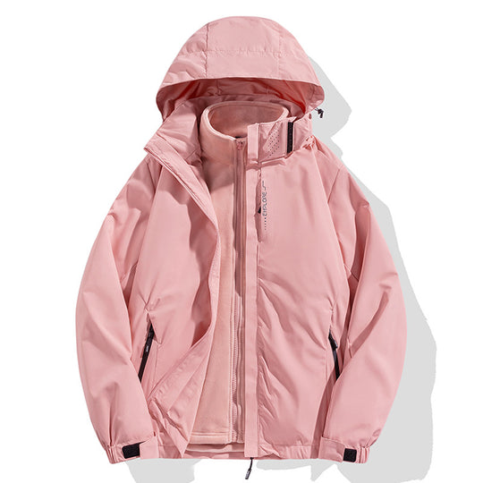 Herren zweiteilige Winterjacke mit abnehmbarer Fleece-Innenjacke wasserdicht winddicht Nord Taschen